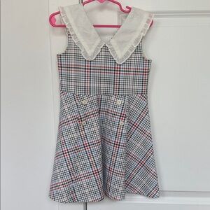 Jeanie and Jack Plaid Sleeveless Kids Dress with White Collar(4)